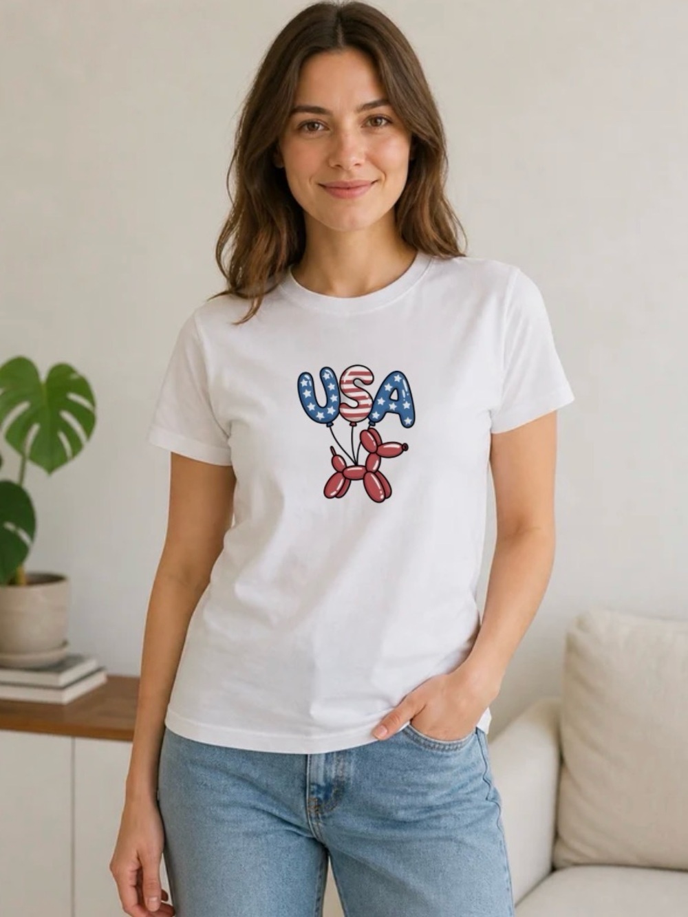 USA Balloon Dog Shirt Patriotic Balloon Animal Fourth of July Tee
